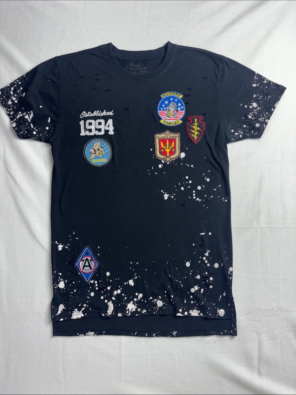 Bleecker & Mercer 1994 Motif Military Patch Splatch-Paint Graphic Tee